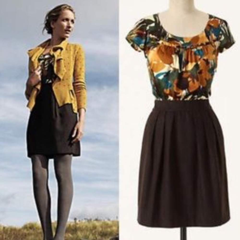 Anthropologie Tabitha sz 8 Tweedy Leaves dresss